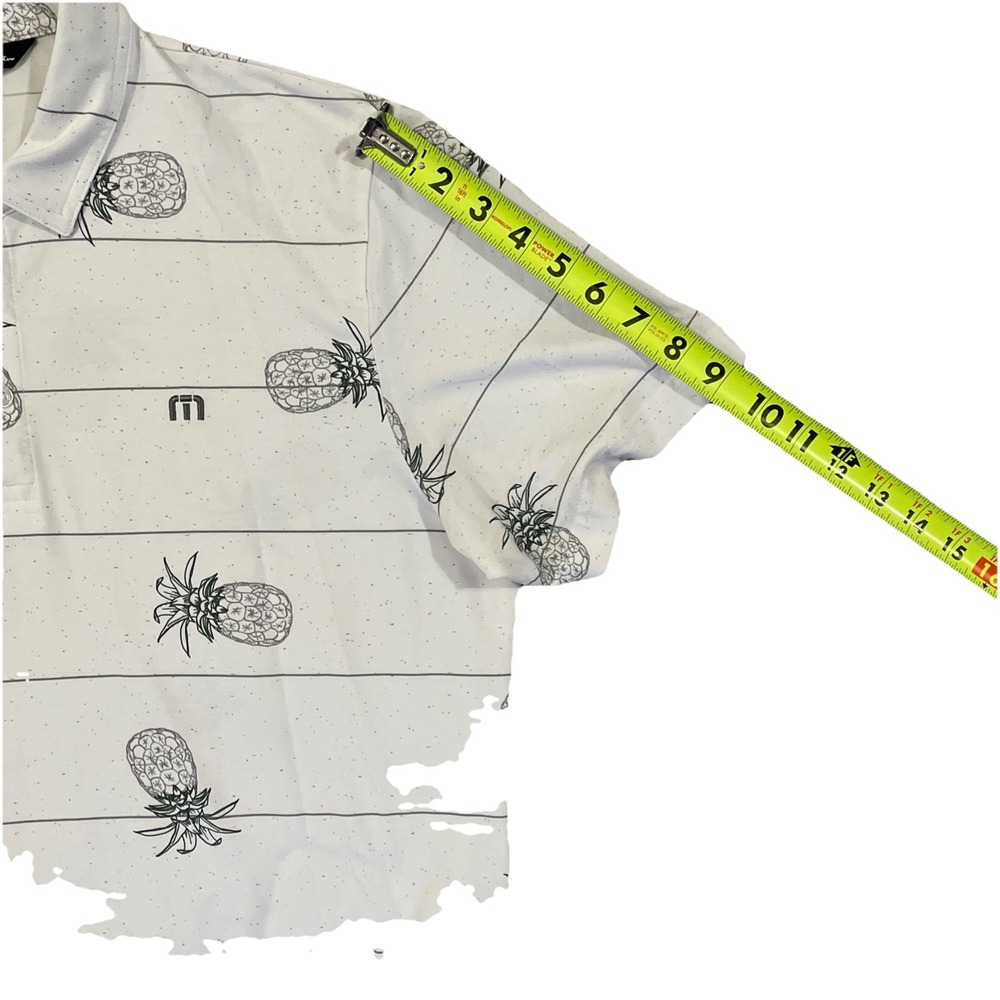 Travis Mathew Polo Shirt Mens Size‎ Large White Striped Pineapple Golf S Sleeve - Picture 4 of 7